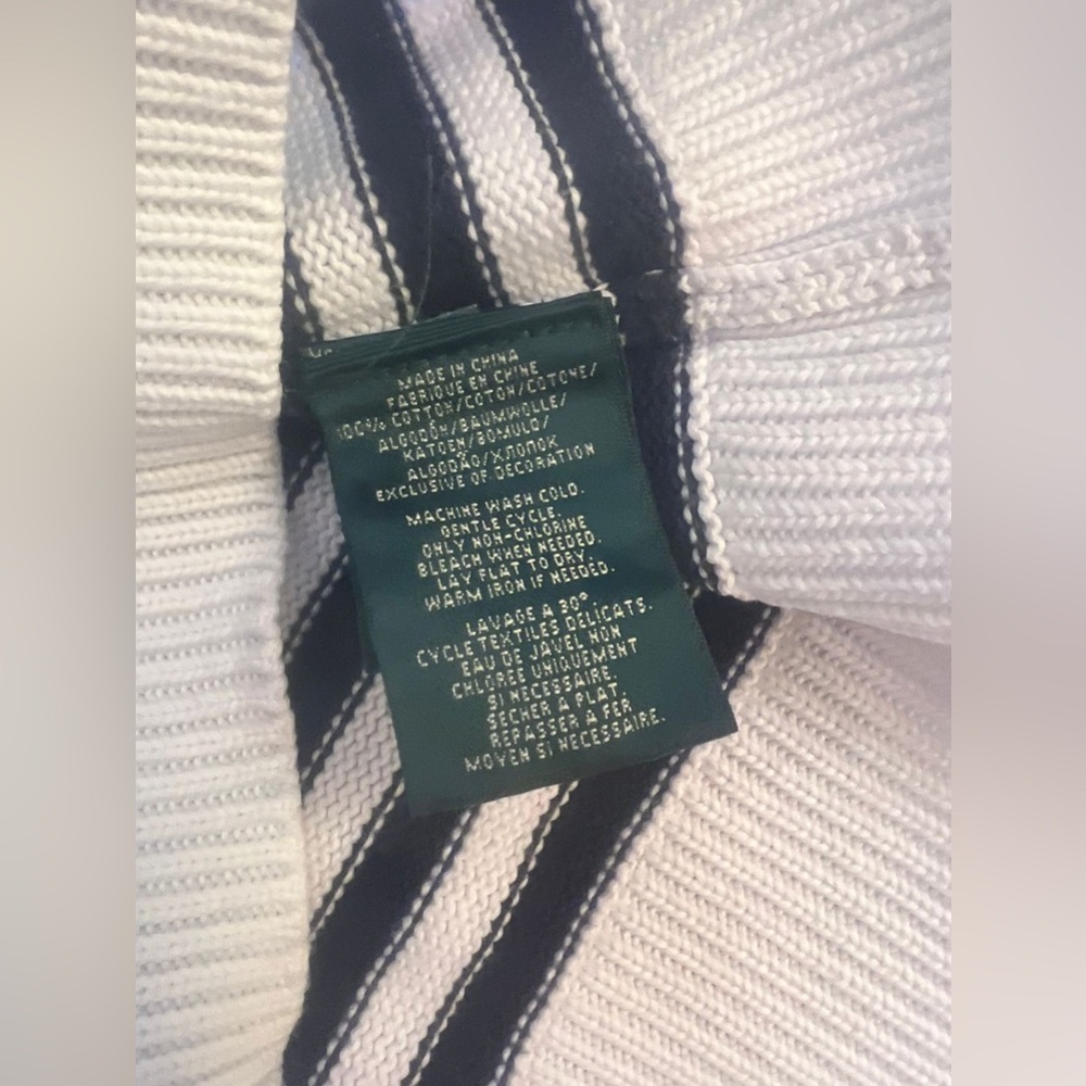 Lauren Ralph Lauren white and blue stripped Sweater with Embroidered Crest M - Picture 9 of 12